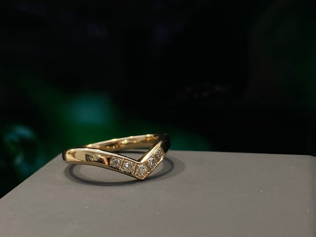 Yellow Gold Diamond Wishbone Wedding Ring