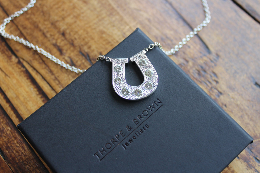 Silver and Diamond horse shoe pendant 