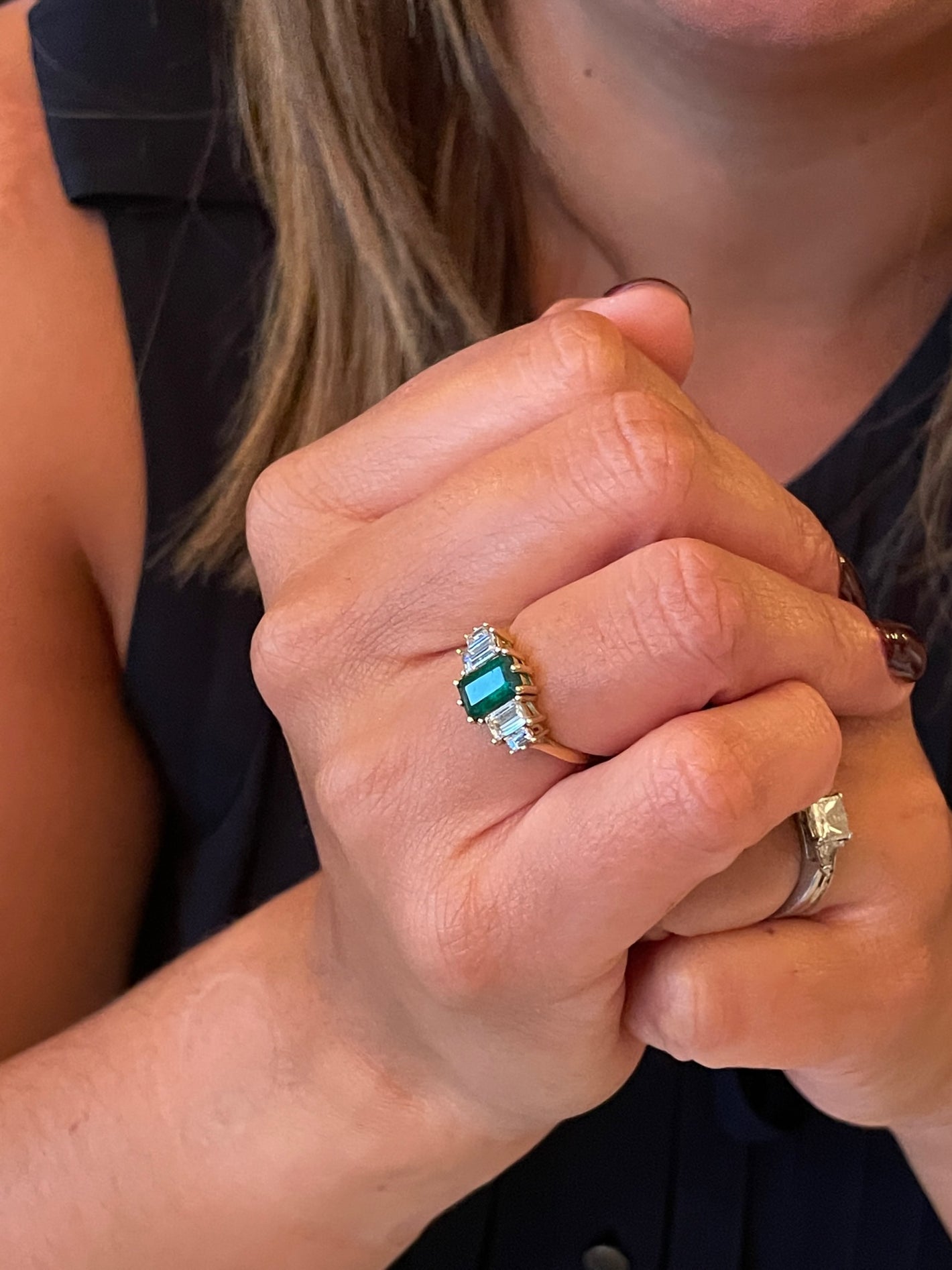 Emerald Diamond Ring in Yellow Gold