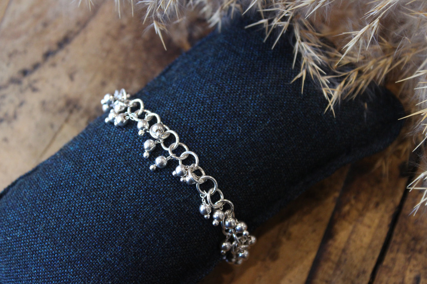 Sterling Silver Fancy Bead Bracelet