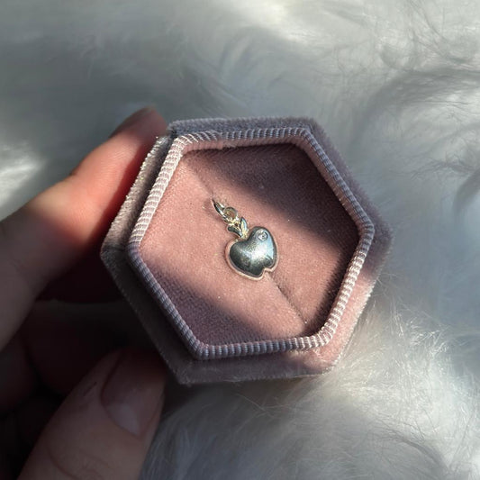 Silver CZ Apple Charm