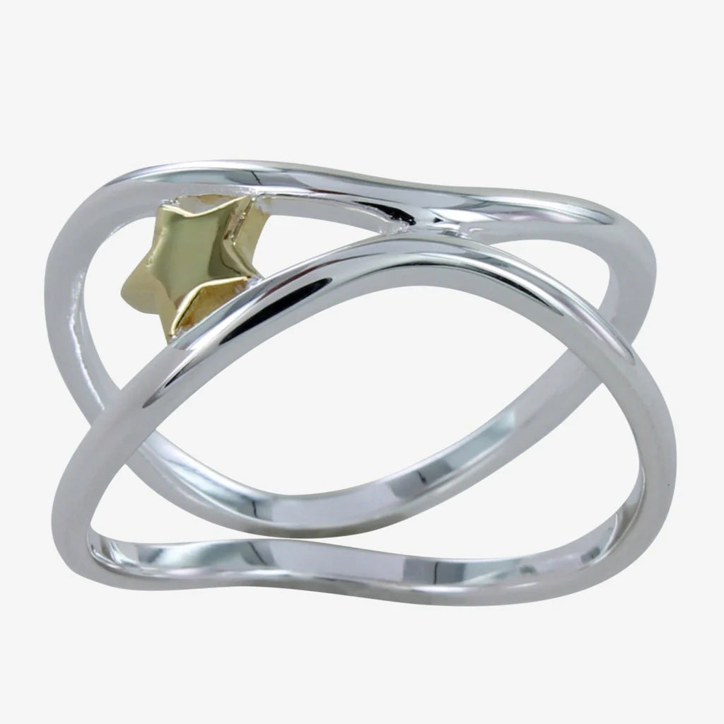 Sterling Silver Golden Star Ring