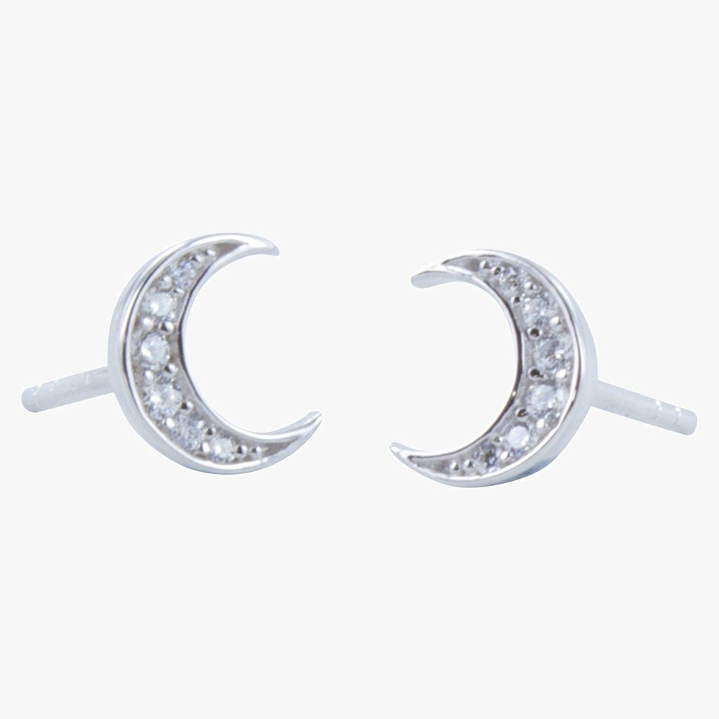 Moon pavé stud earrings