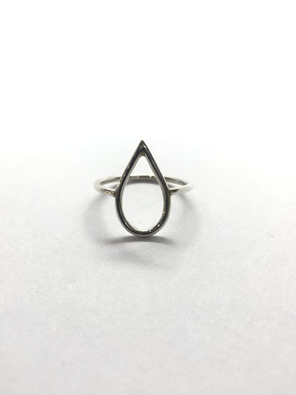 Silver Geo Pear ring