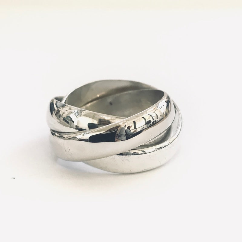 Chunky Silver Three Band Russian Ring