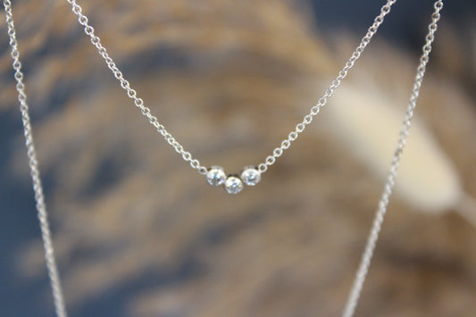 Trio CZ Dot Silver Necklace