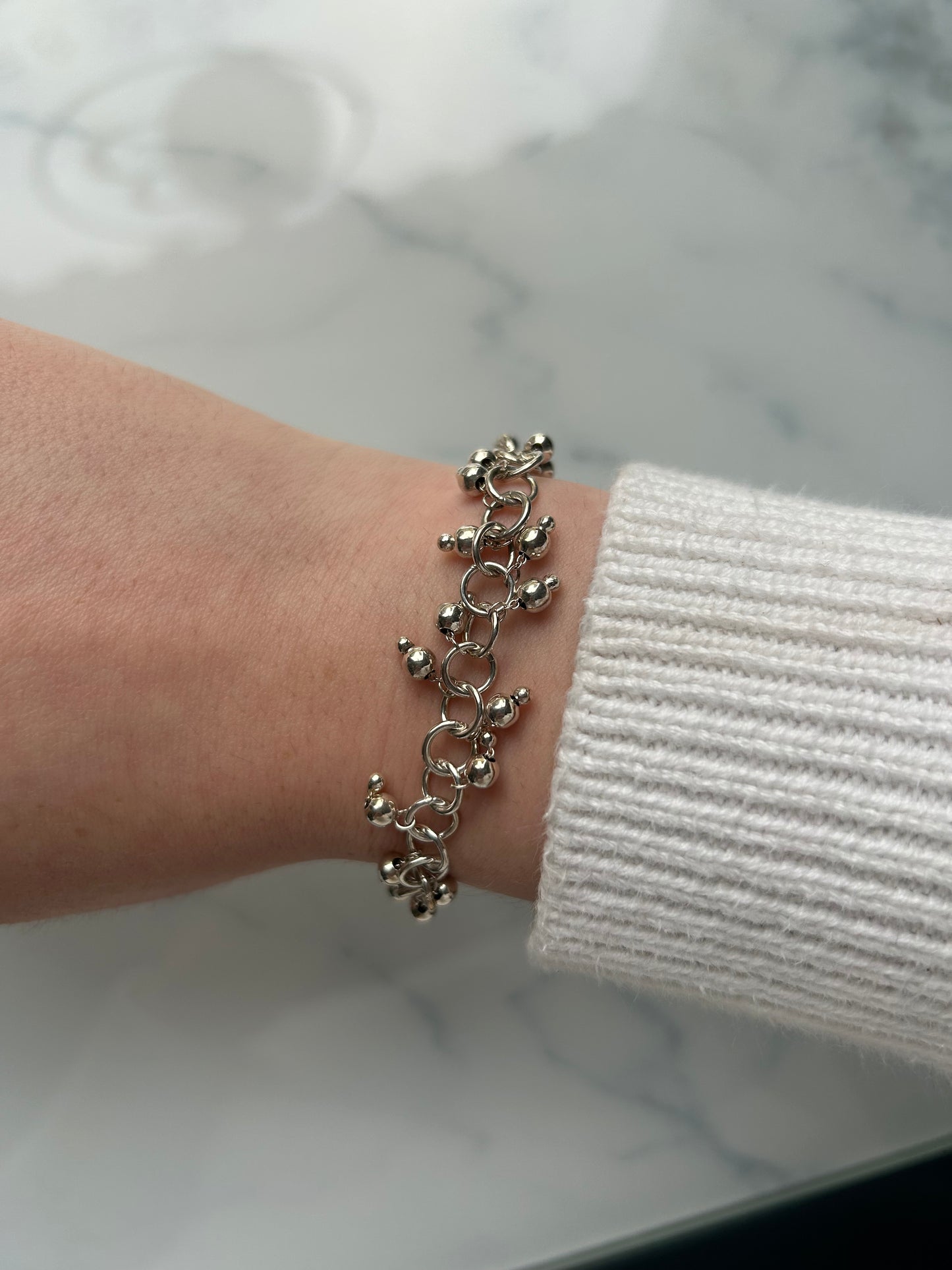 Sterling Silver Fancy Bead Bracelet