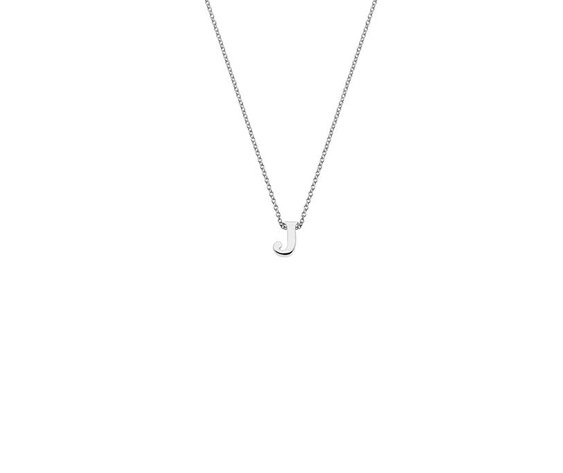 Silver j initial on sale necklace